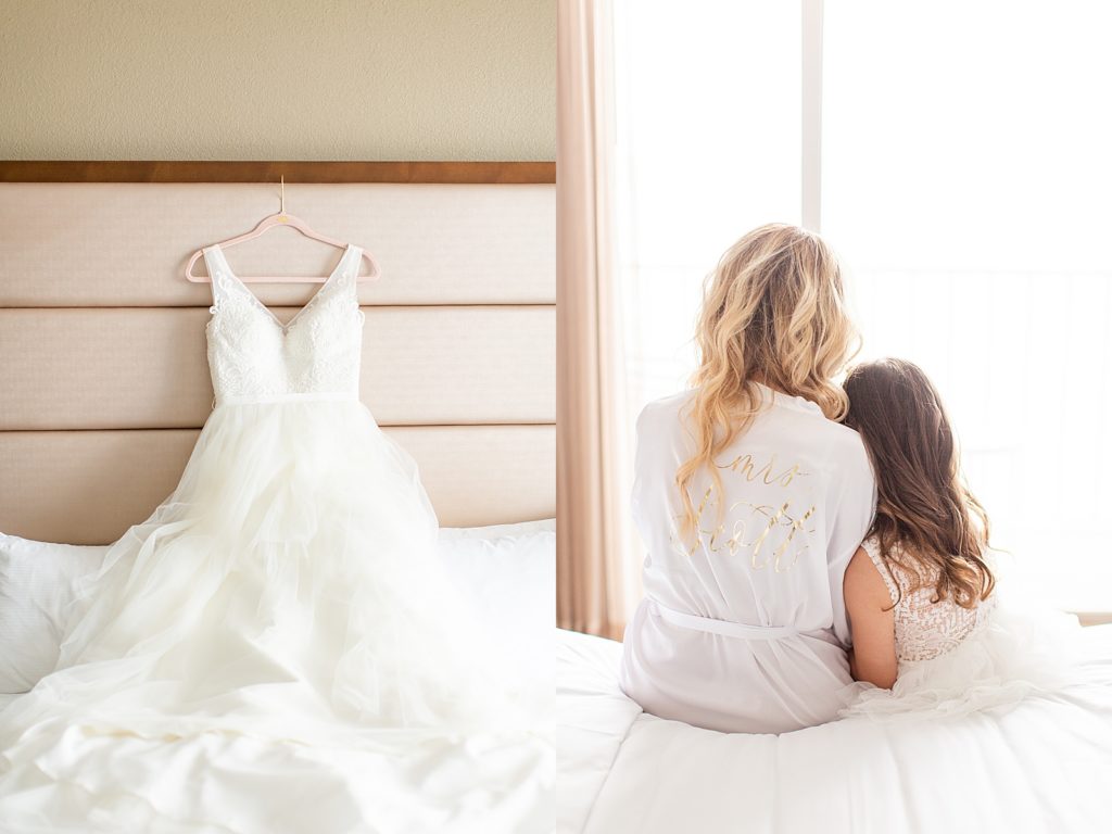 Bride sitting with her daughter 