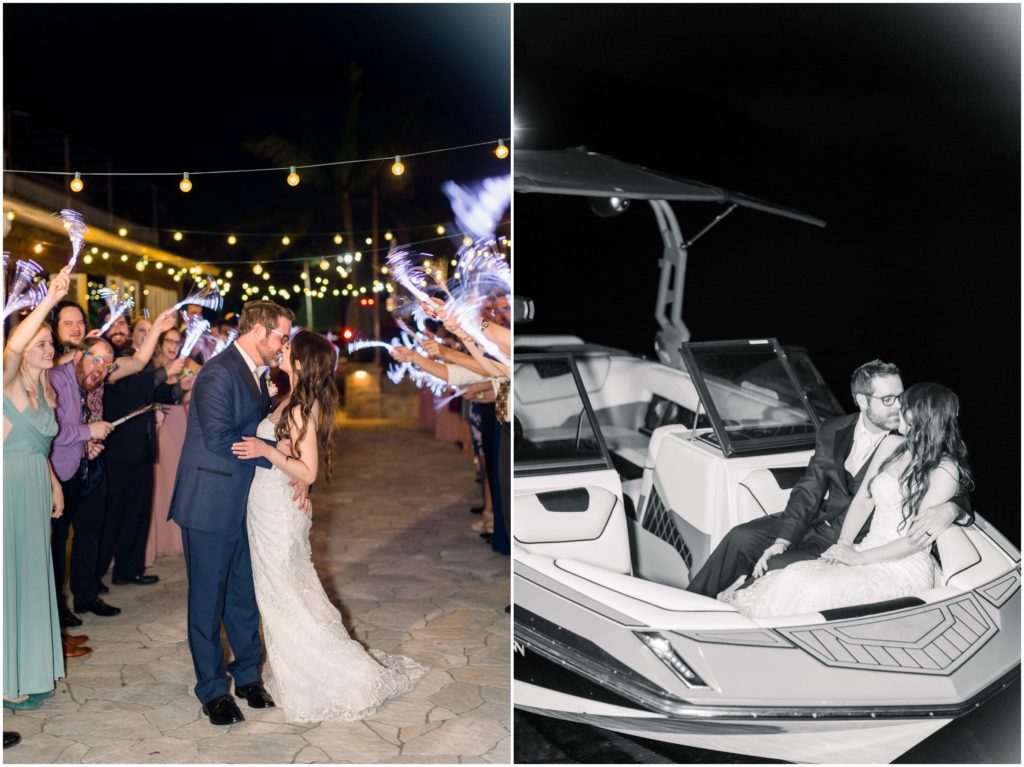 wedding night exit on a boat