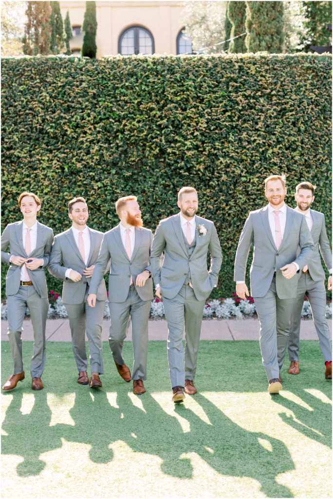 groomsmen in light grey suit