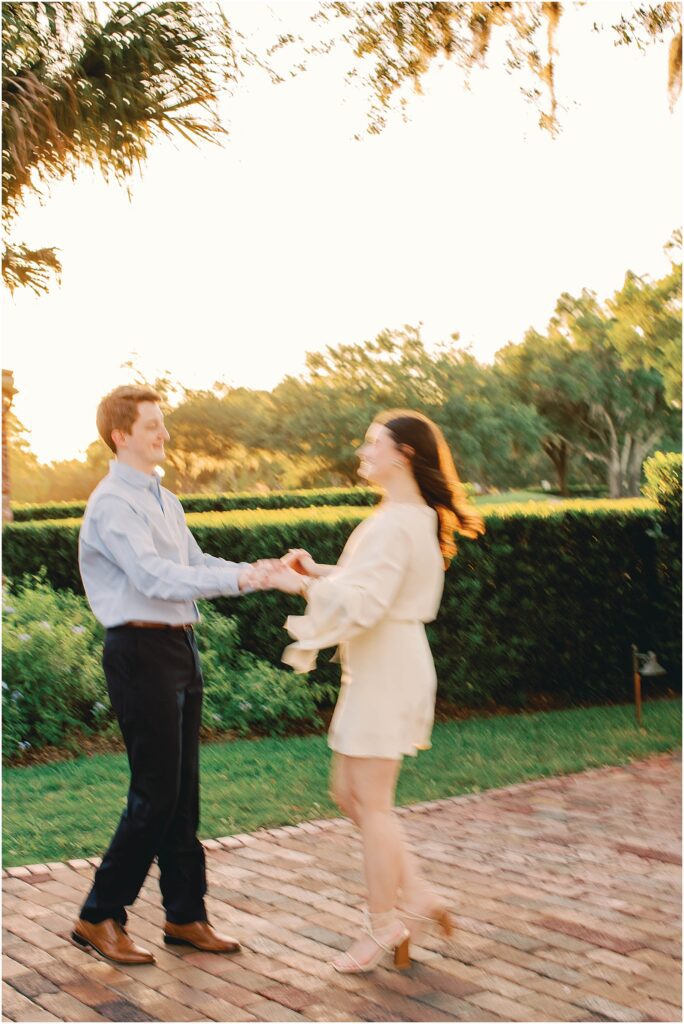 dancing at engagement session